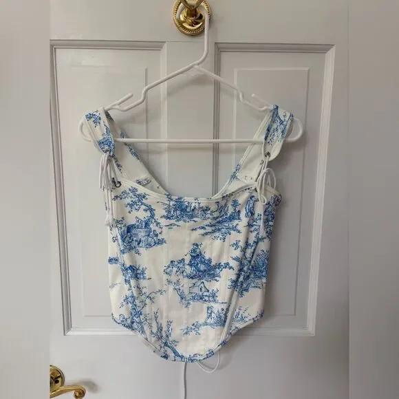White and Blue Corset Top - Picture 4 of 7